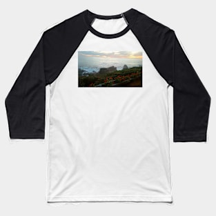 Rocky Coast at Sunset with Geraniums Baseball T-Shirt